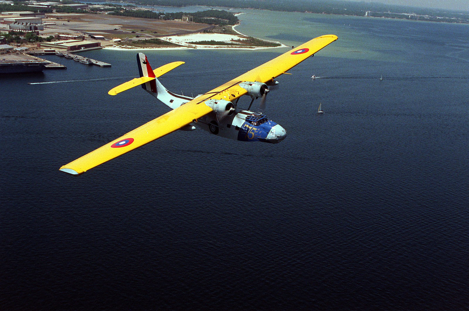 An Air-to-air Right Side View Of A Restored PBY Catalina Aircraft Over ...