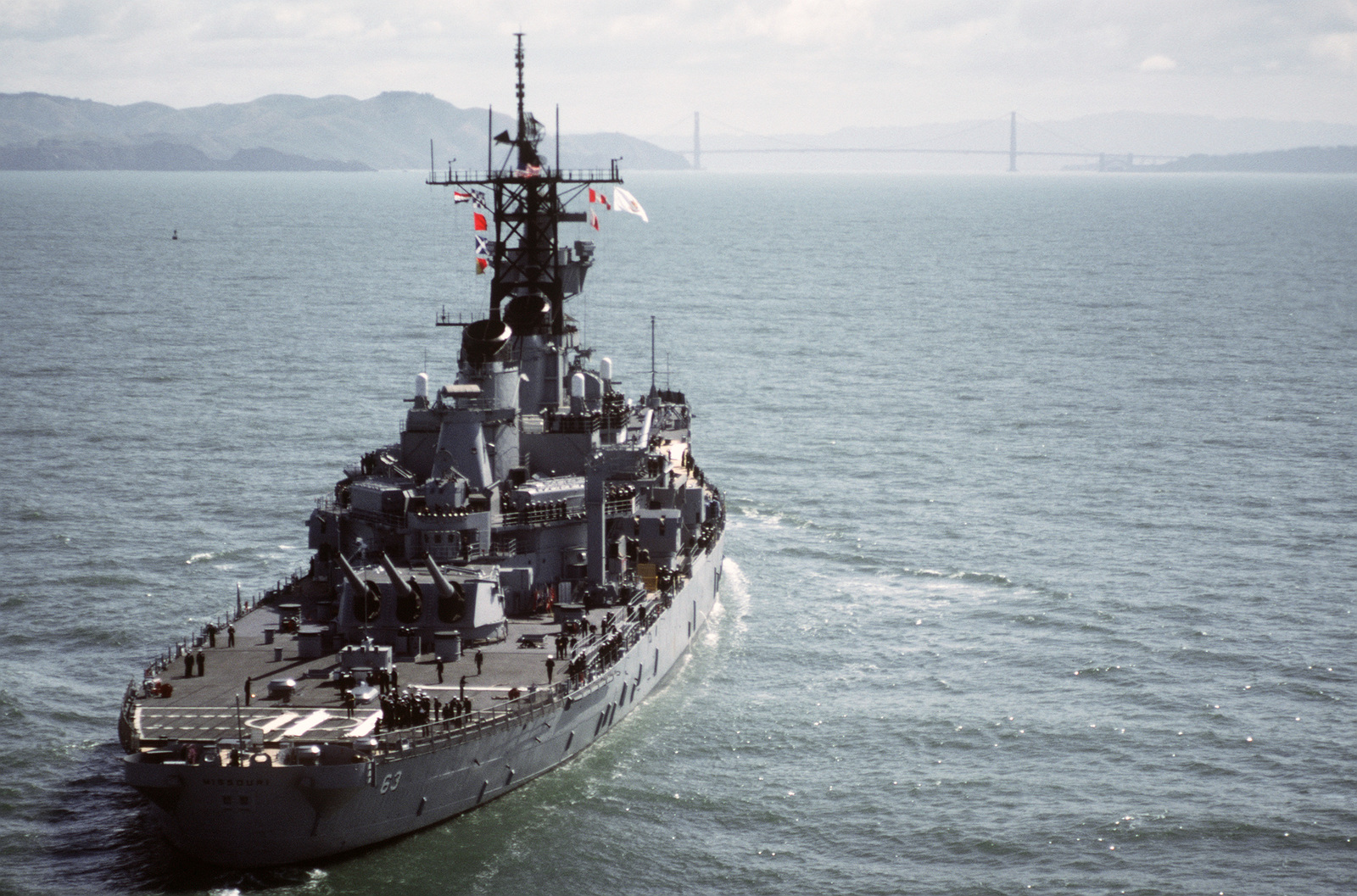 A Starboard Quarter View Of The Battleship Uss Missouri Bb 63 Approaching The Golden Gate 9776