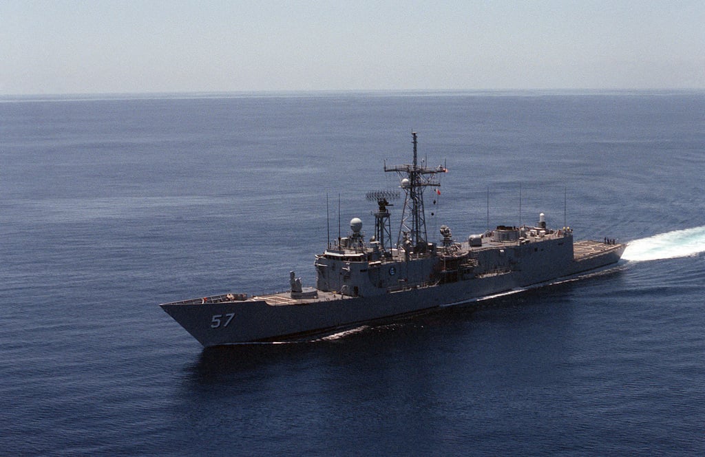 An Elevated Port Bow View Of The Guided Missile Frigate USS REUBEN ...