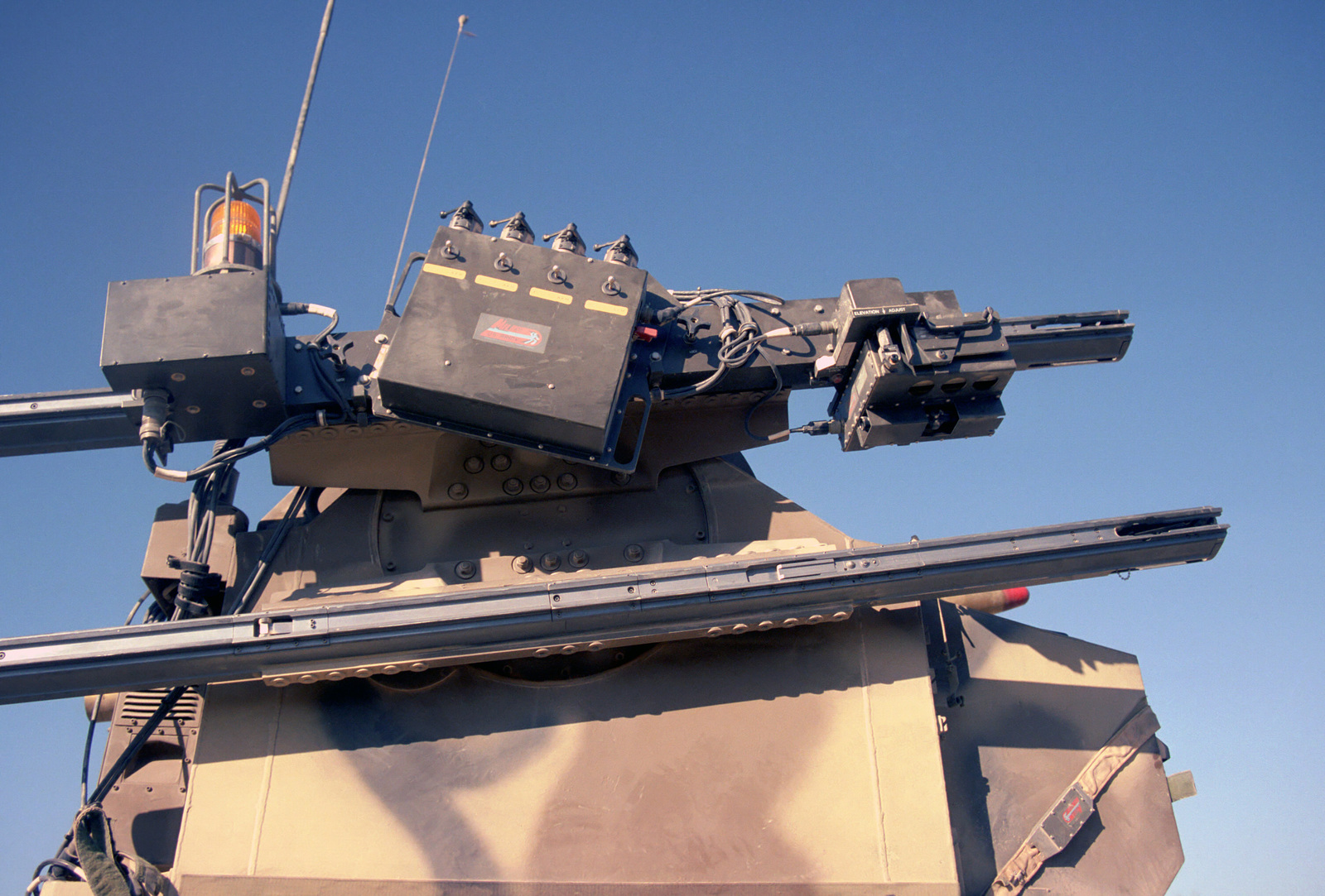 A close-up view of the M-54 missile launch station of the M-48A1 ...