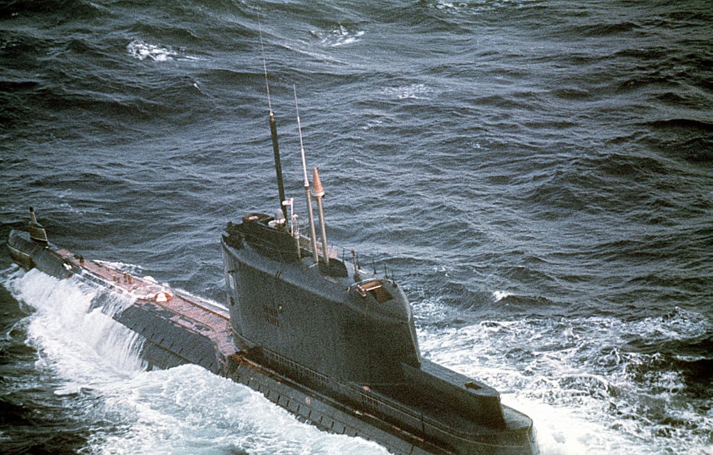 A Port Quarter View Of A Soviet Mod Golf Submarine Underway - NARA ...