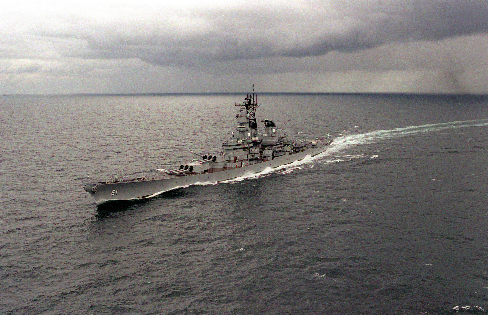 A Port Bow View Of The Battleship USS IOWA (BB-61) Underway During NATO ...