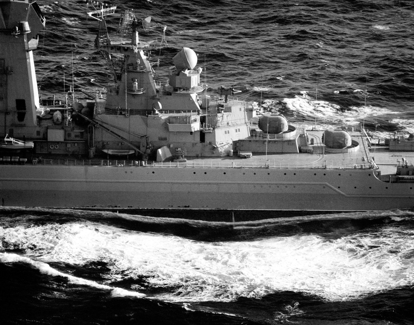 An Aerial Port Amidships View Of The Superstructure Of The Soviet ...