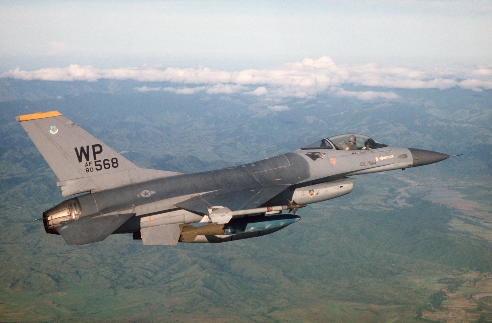 An Air To Air Right Side View Of An F-16A Fighting Falcon From The 80th ...