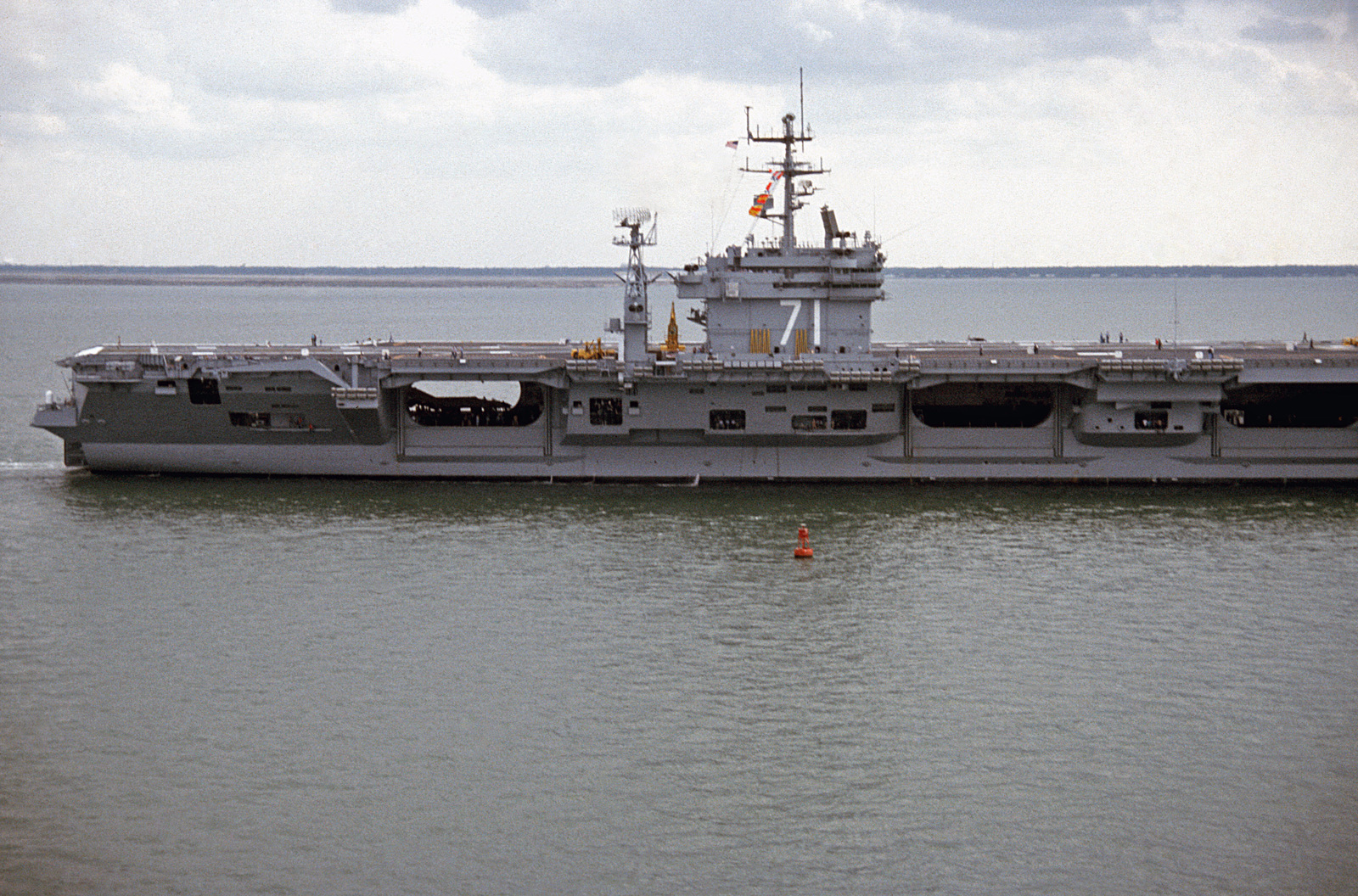 A Starboard Beam View Of The Nuclear-powered Aircraft Carrier Uss 