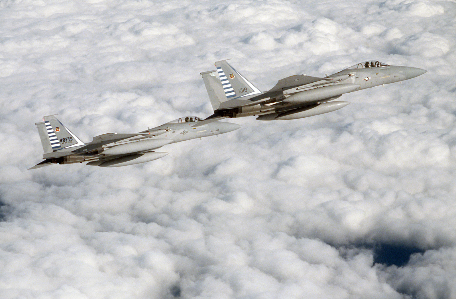 An Air-to-air Right Side View Of Two 48th Fighter Interceptor Squadron ...