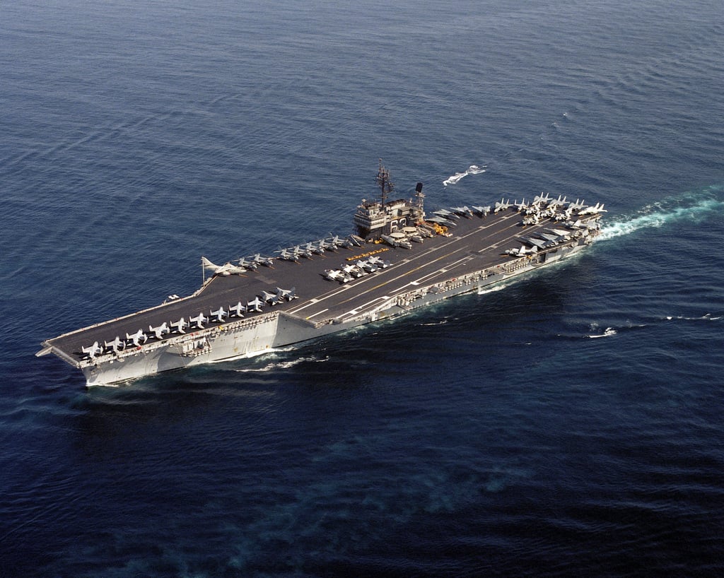 An Aerial Port Bow View Of The Aircraft Carrier Uss Kitty Hawk Cv 63 Underway Picryl 2043