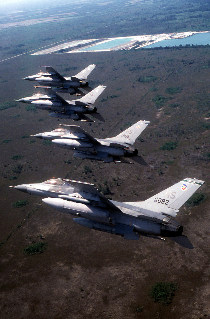 F-16A Fighting Falcon aircraft of the 308th Tactical Fighter Squadron ...