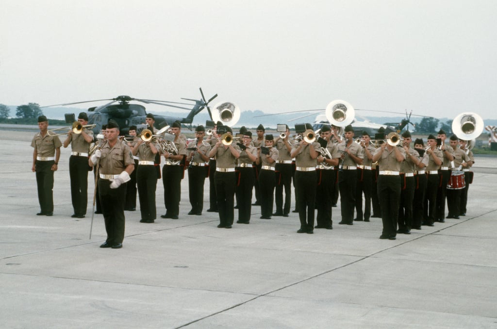 Members of a Marine Corps band perform during the change of command