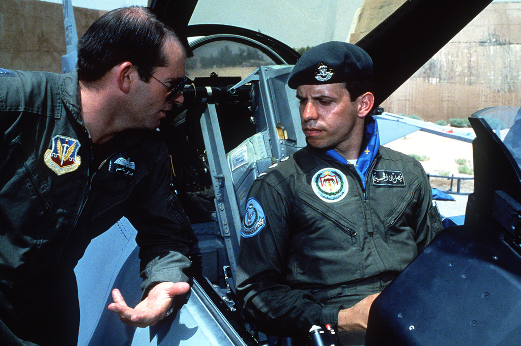 A member of the 33rd Tactical Fighter Squadron discusses the F-16C ...