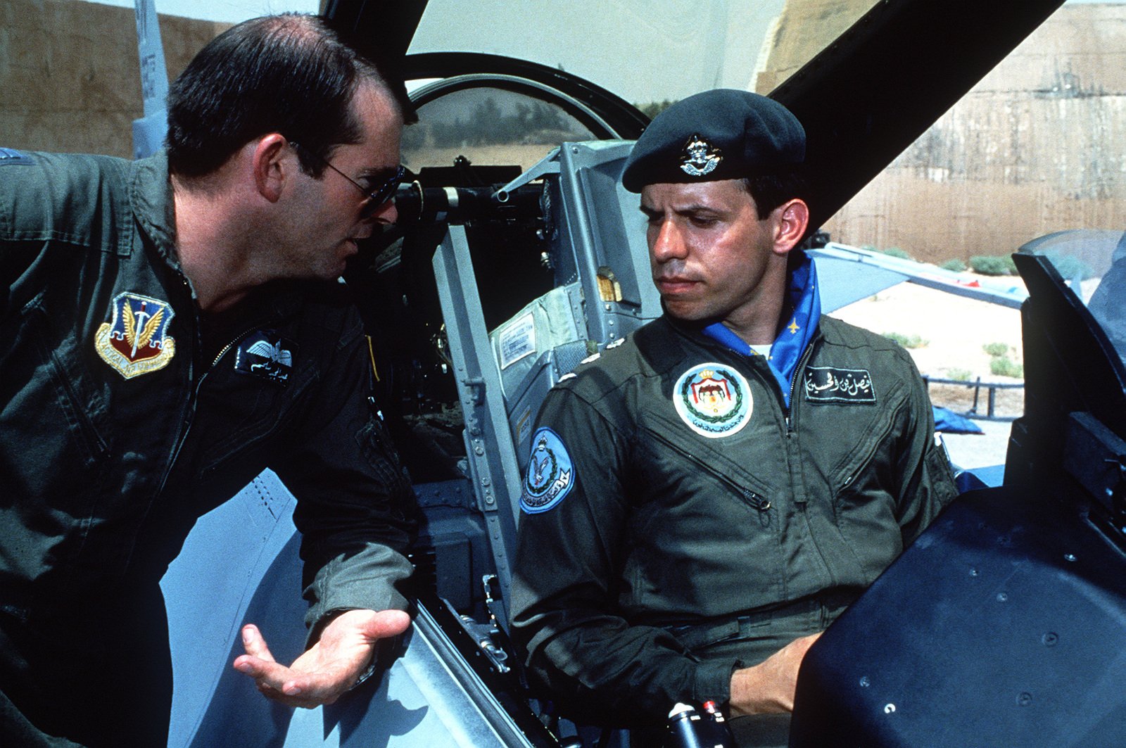 A member of the 33rd Tactical Fighter Squadron discusses the F-16C ...