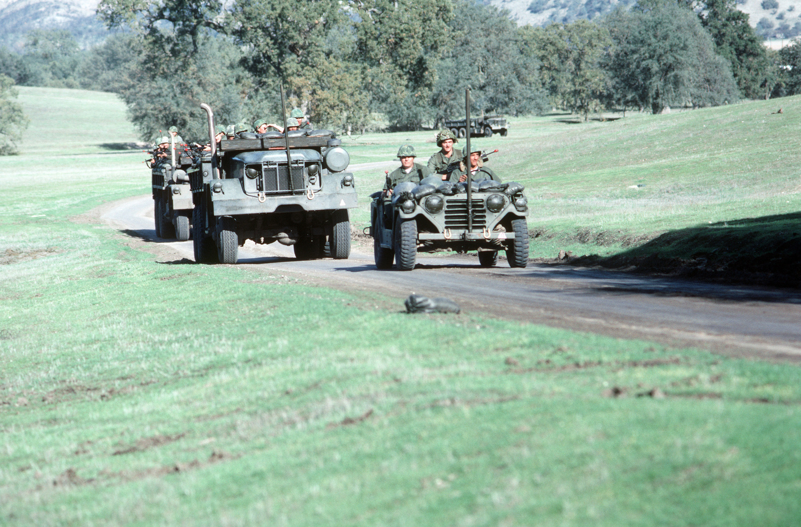 A Convoy Of Seabee's From Naval Mobile Construction Battalion 4 Drives ...