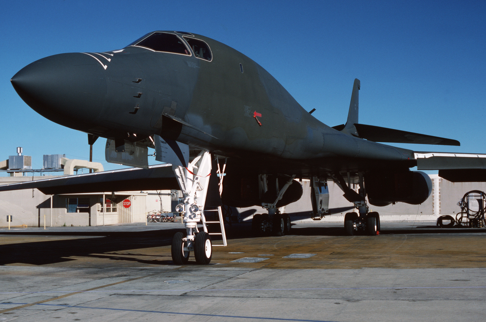 A Left Front View Of A B-1B Bomber Parked On The Flight Line At Plant ...