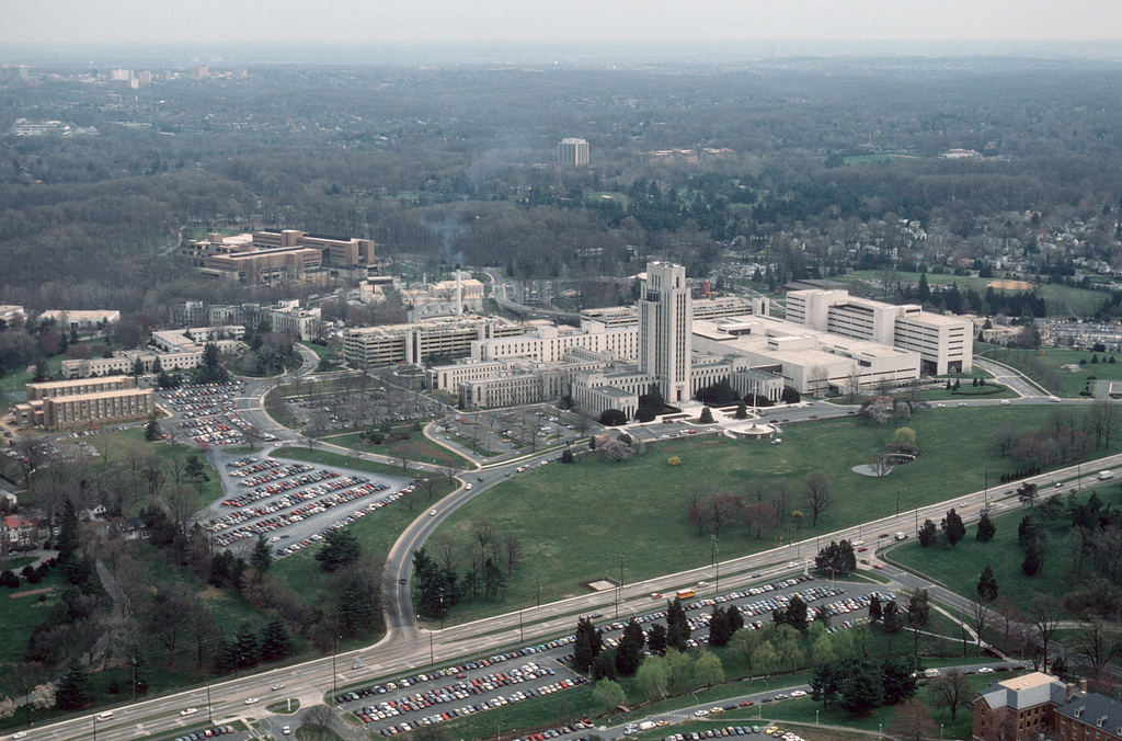 Aerial of Bethesda MD in the Washington DC area