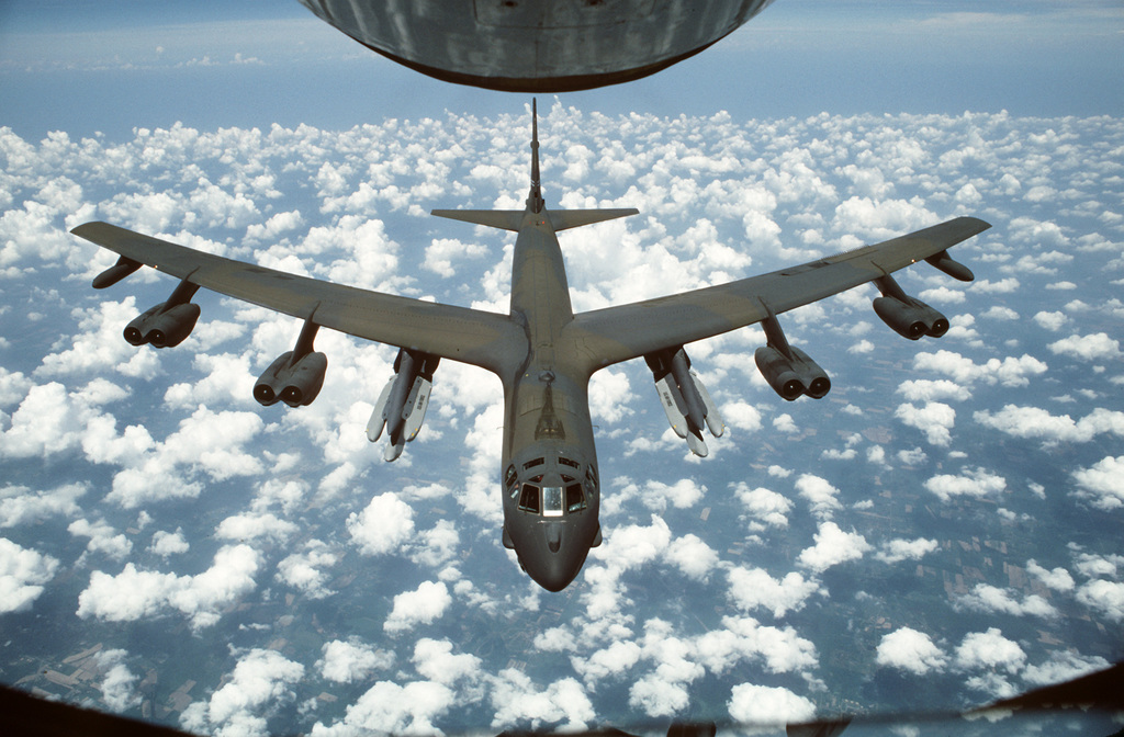 An Air-to-air Front View Of A B-52G Stratofortress Aircraft From The ...