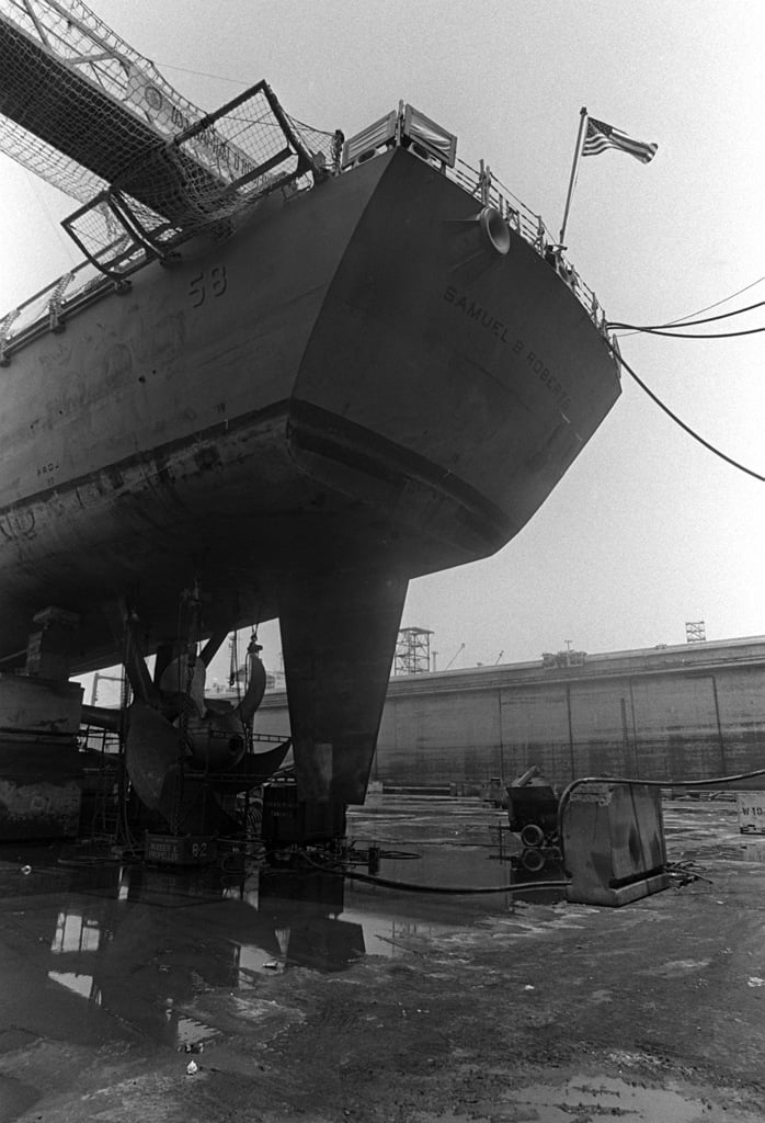 A Port Quarter View Of The Guided Missile Frigate USS SAMUEL B. ROBERTS ...