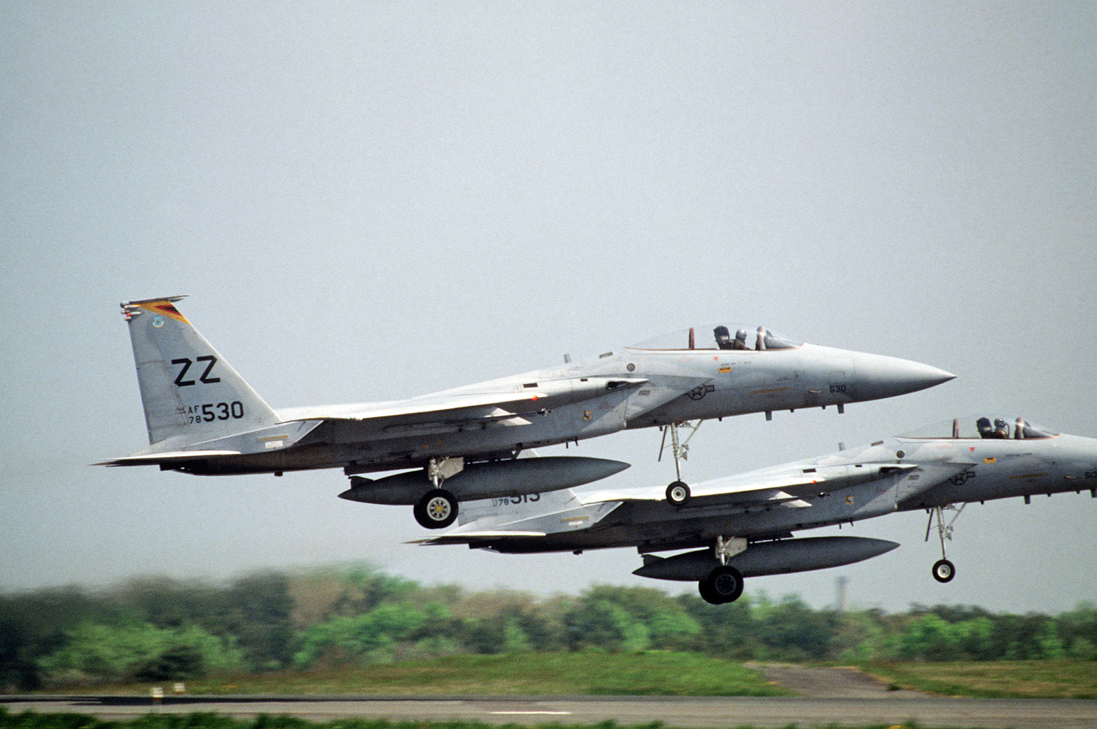 F-15 Eagle Aircraft Of The 12th Tactical Fighter Squadron Take Off ...