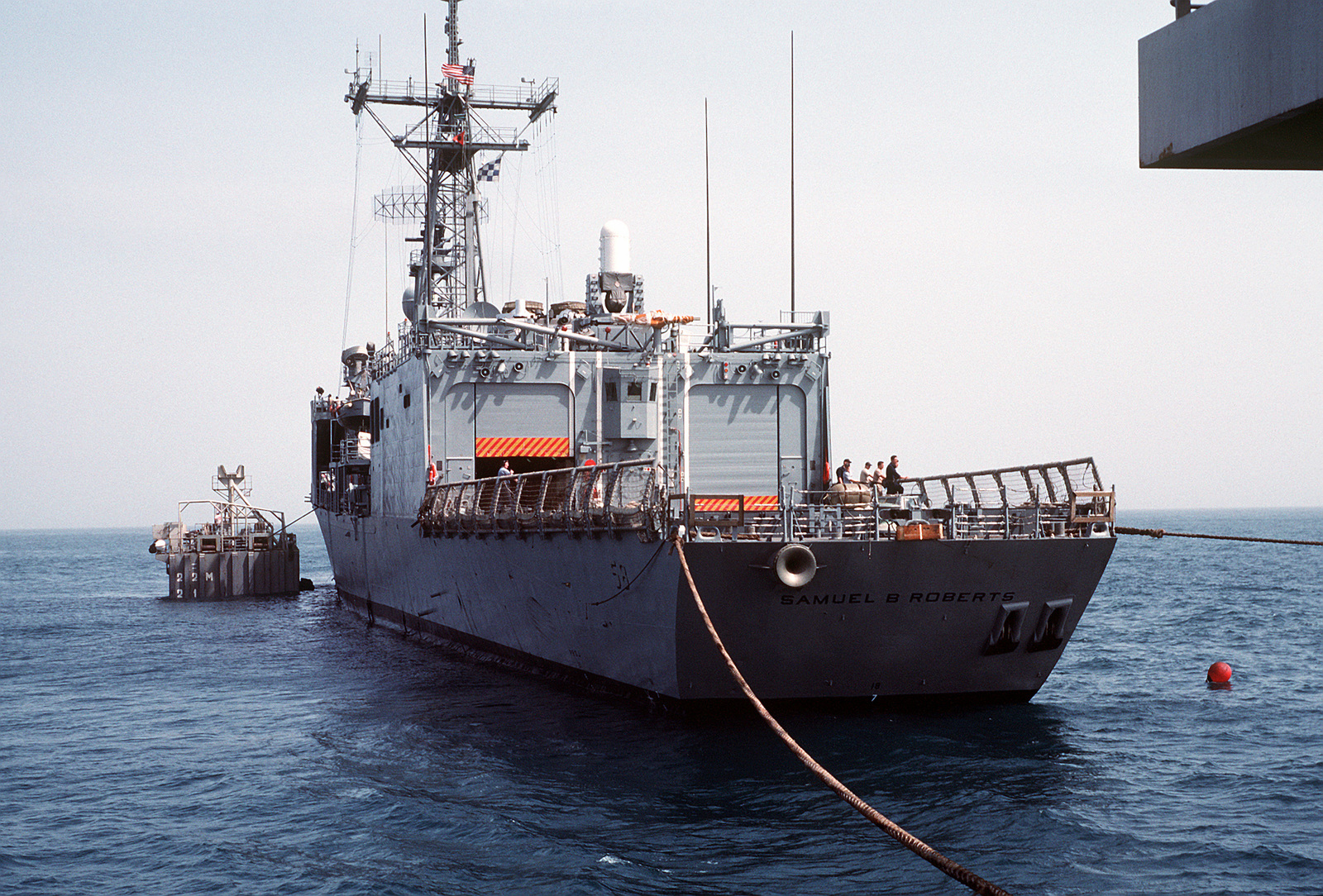 Lines Are Used To Position The Guided Missile Frigate USS SAMUEL B ...