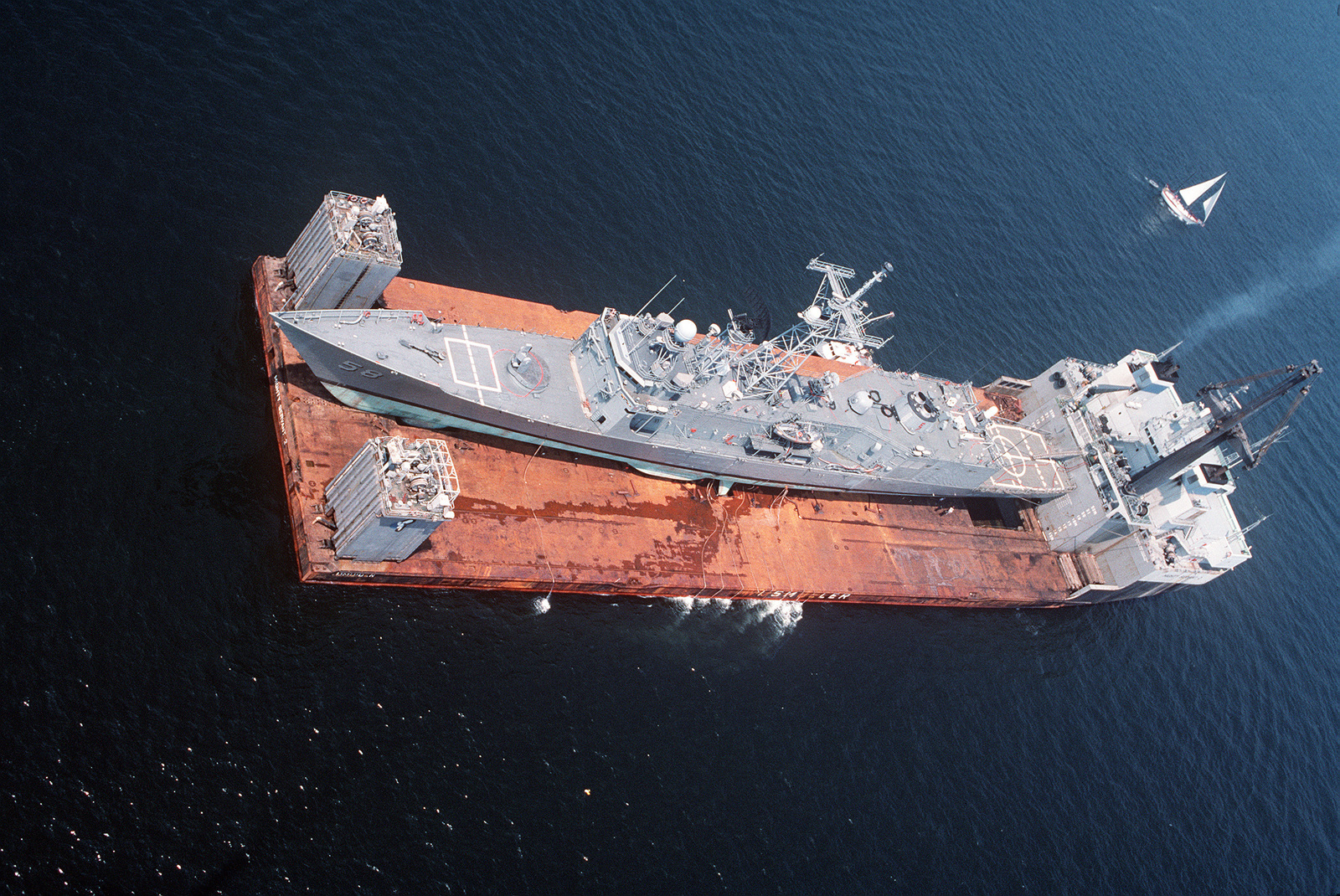 An Aerial View Of The Guided Missile Frigate USS SAMUEL B. ROBERTS (FFG ...