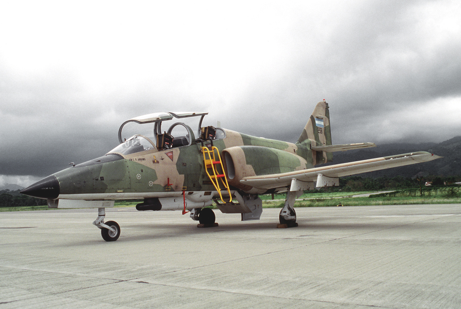 A C 101 Aviojet Aircraft Of The Honduran Air Force Sits On The Flight Line With