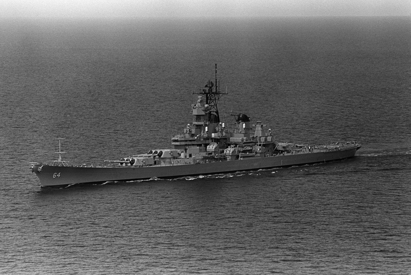 A Port Bow View Of The Battleship Uss Wisconsin (bb 64) Underway During 