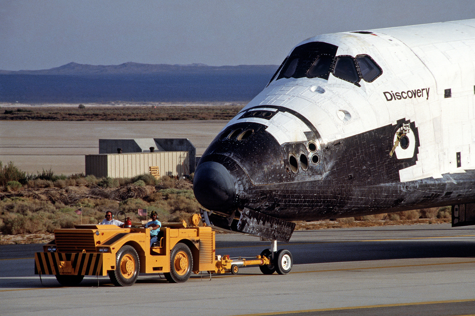 towing space shuttle atlantis