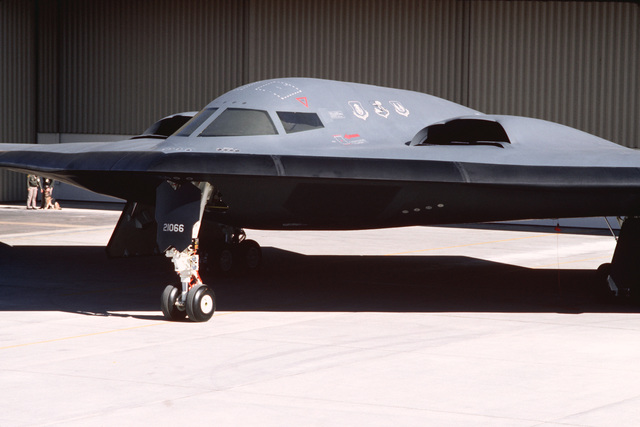 A close-up side view of the newly introduced B-2 advanced technology ...