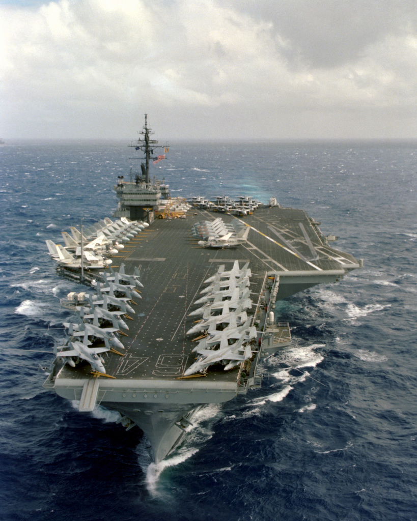A Bow View Of The Aircraft Carrier Uss Constellation Cv 64 Underway