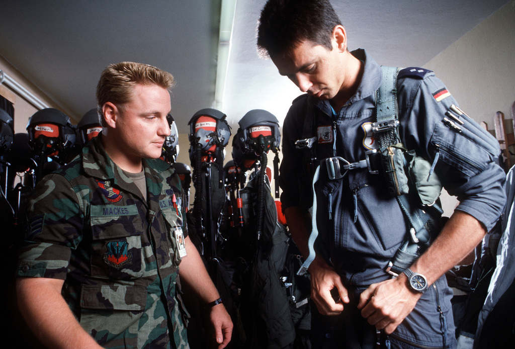 STAFF Sergeant Mackes of the US Air Force 9th Tactical Fighter Squadron ...