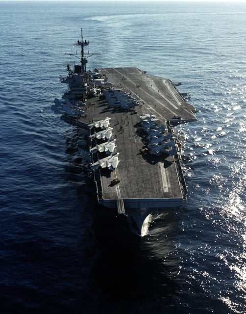 A bow view of the aircraft carrier USS RANGER (CV-61) underway - PICRYL ...