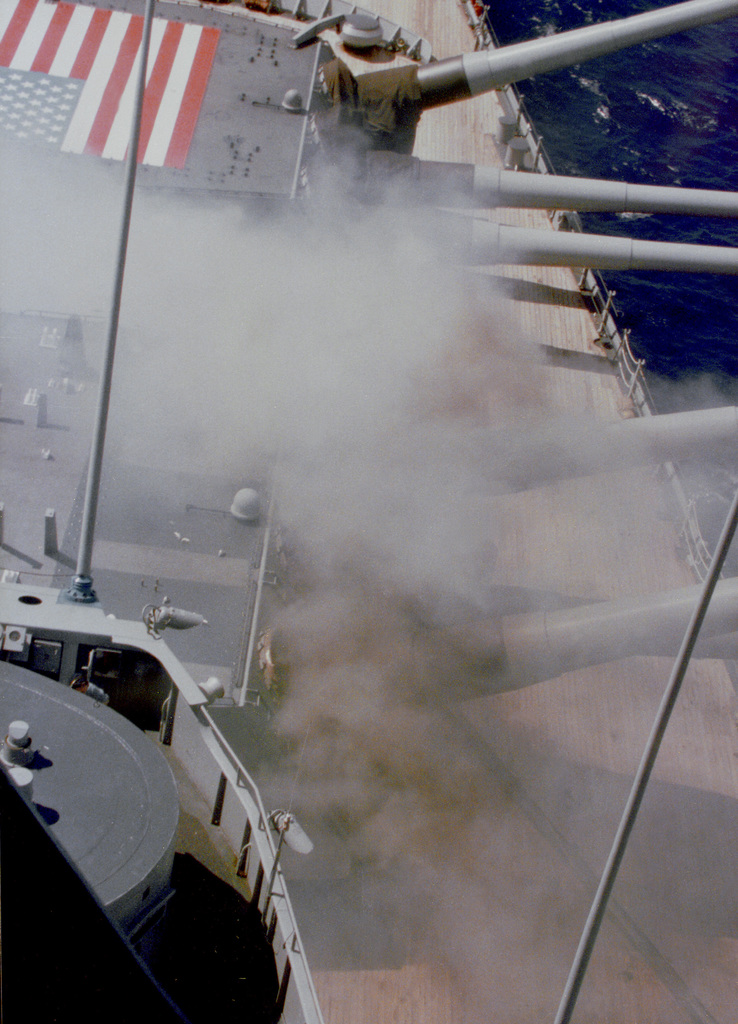 A Photo Taken From The Bridge Captures The Explosion Of The No 2 16 Inch Gun Turret Aboard The