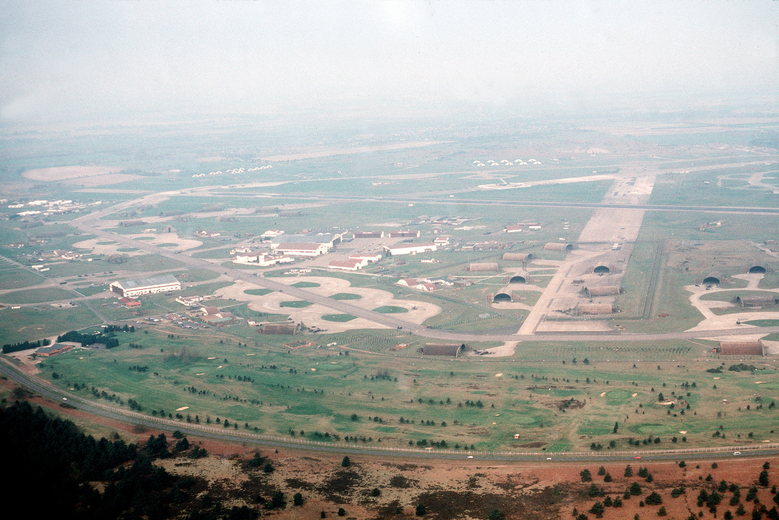 An aerial view of a portion of the base. The 48th Tactical Fighter Wing ...