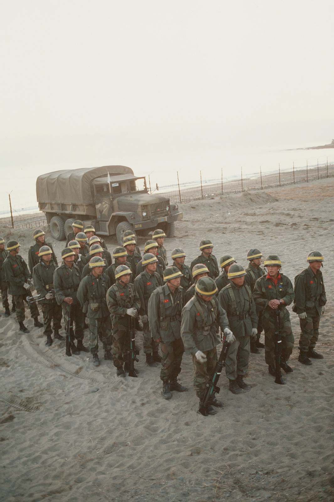 Royal Thai Marines Stand In Formation On The Beach During The Joint ...