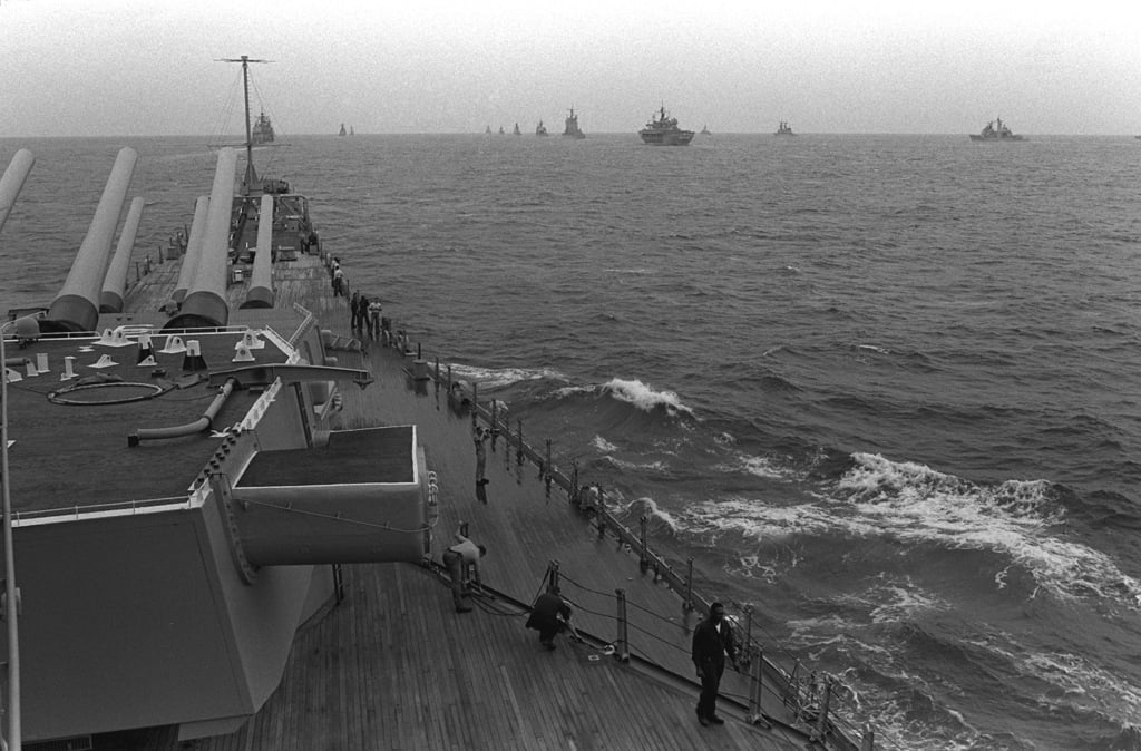 A View From The Superstructure Of The Battleship Uss Missouri Bb 63 Of Ships Participating In 4139