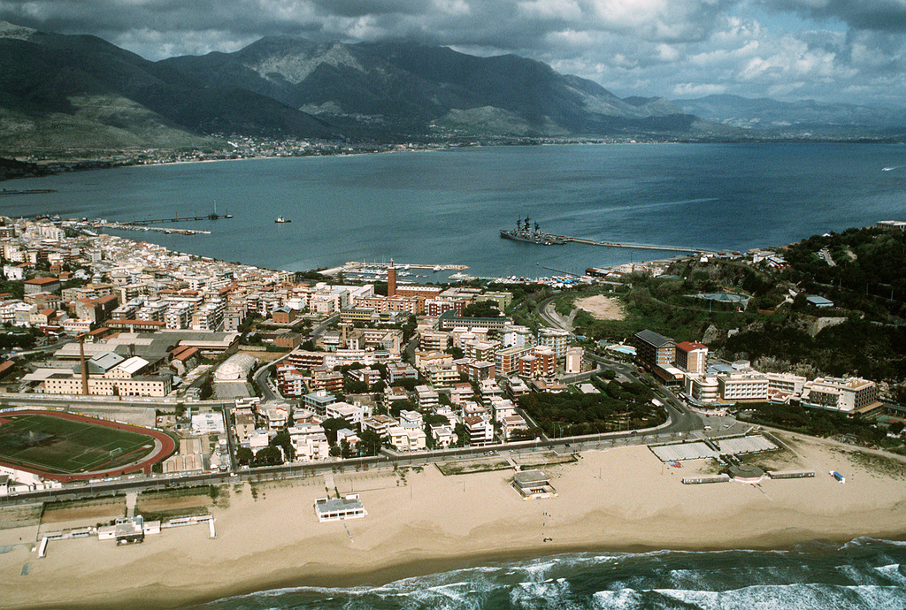 An overview of Gaeta, home port of the U.S. Sixth Fleet, with the ...