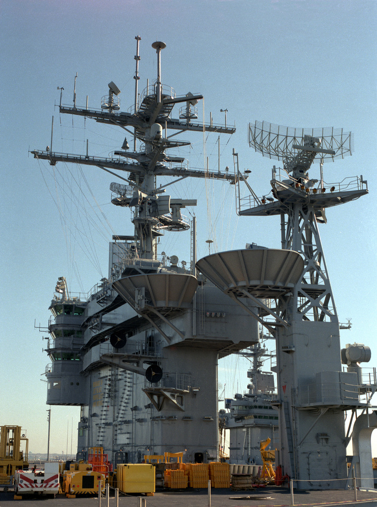 A View Of The Island Structure Aboard The Nuclear Powered Aircraft Carrier Uss Abraham Lincoln