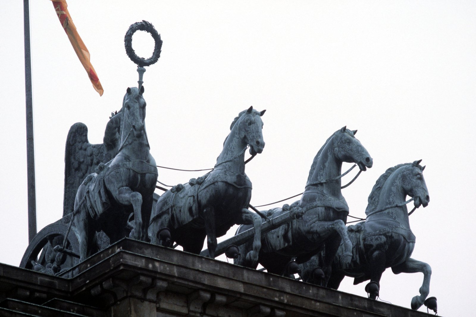 A Close Up View Of A Statue Atop The Brandenburg Gate As Seen From The East German Side Following The Removal Of A Section Of The Berlin Wall U S National Archives Public