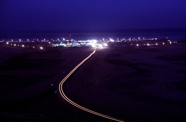 A nighttime view of the Multinational Force and Observers (MFO) South ...