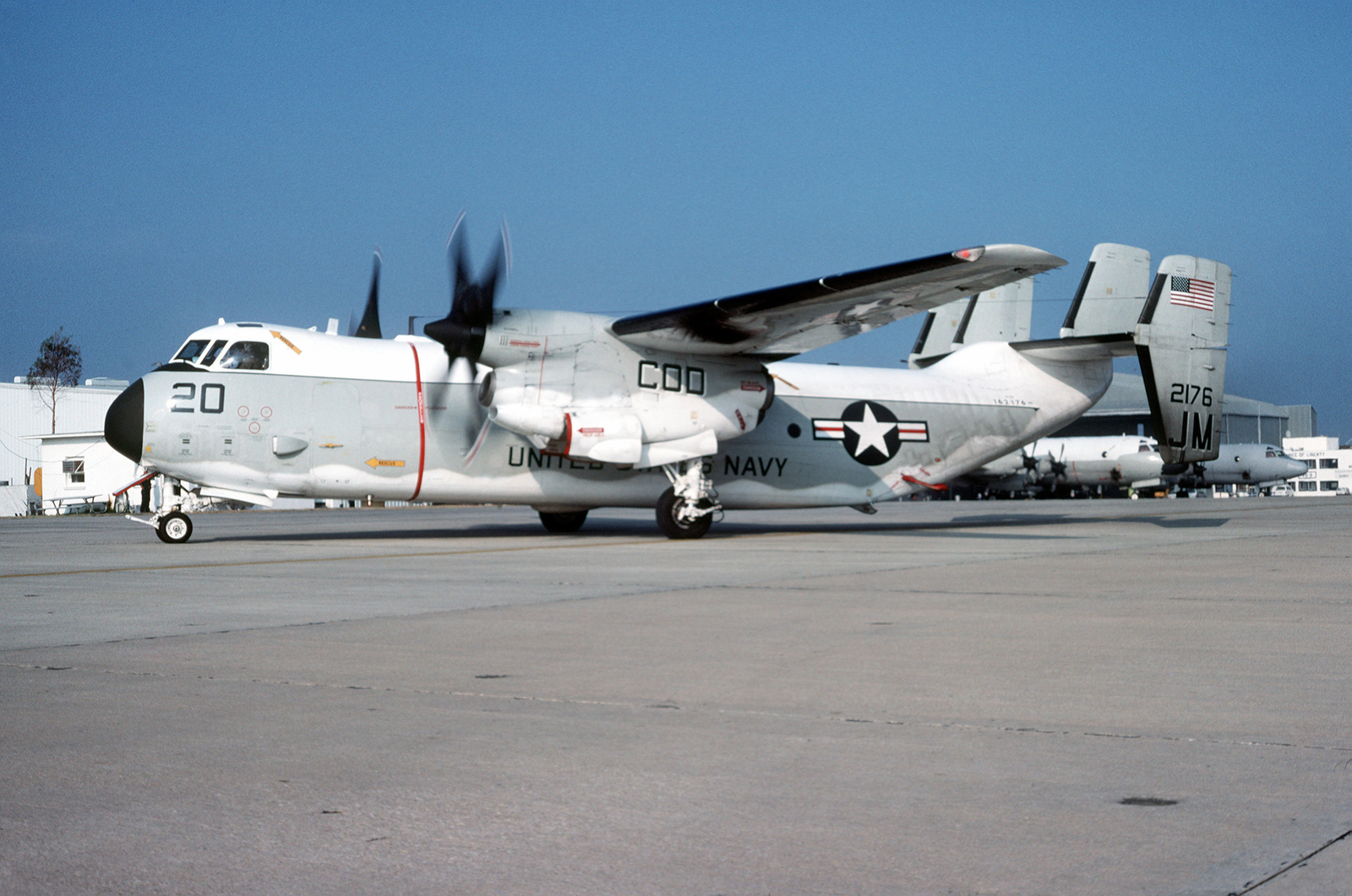 A Left Side View Of A Fleet Logistics Support Squadron 24 Vr 24 C 2a Greyhound Carrier On Board Delivery Cod Aircraft As It Taxis On The Flight Line U S National Archives Public Domain