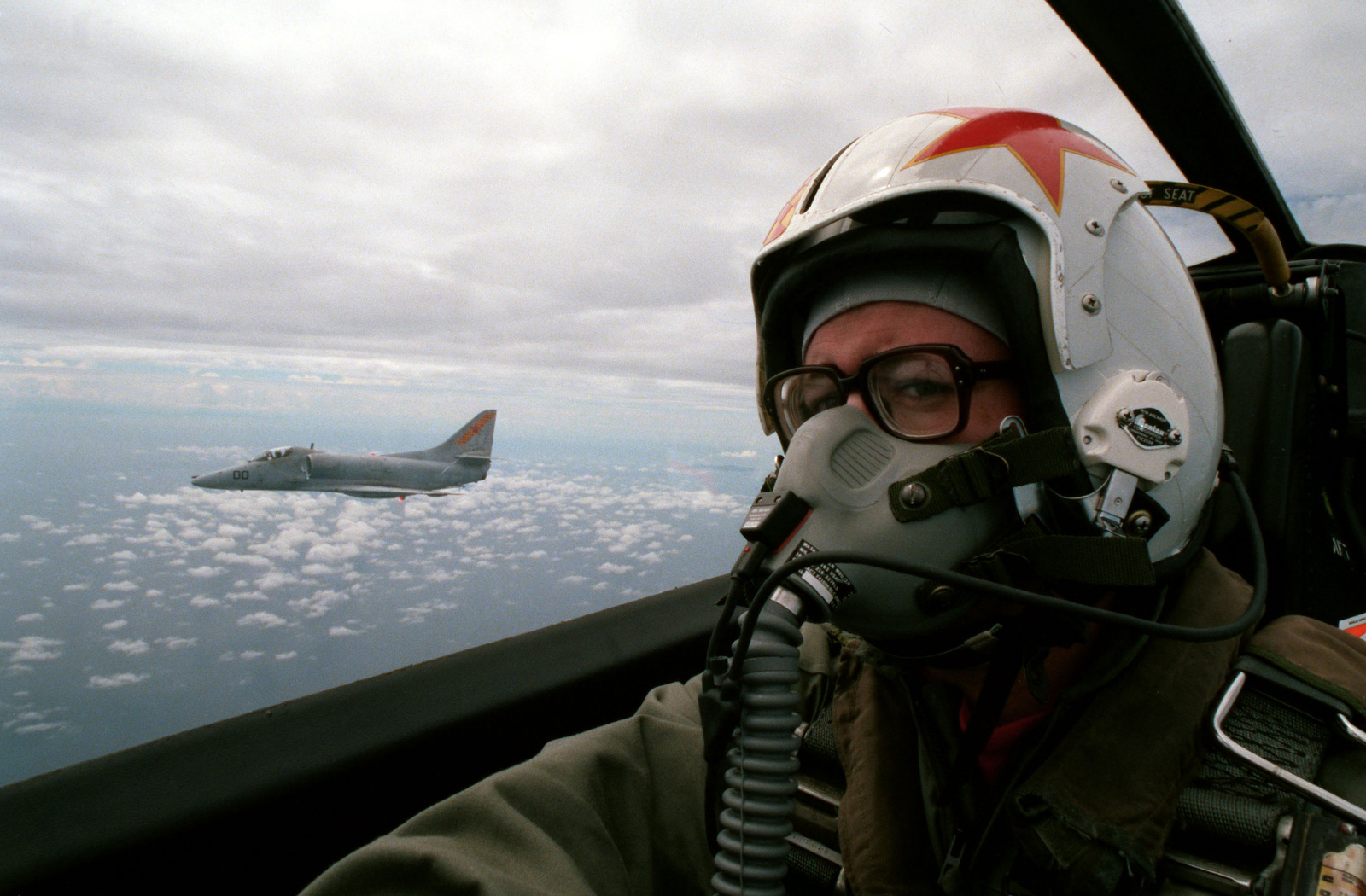 A Close Up View Of The Photographer In A Fleet Composite Squadron 5 VC