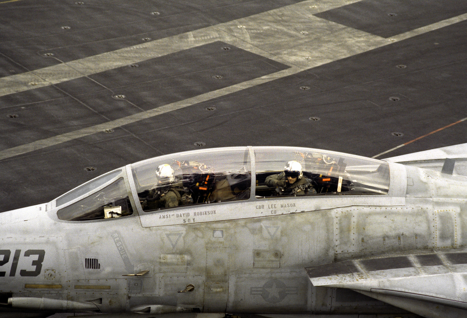 A Fighter Squadron 213 Vf 213 F 14 Tomcat Aircraft Taxies Out To Launch Position On