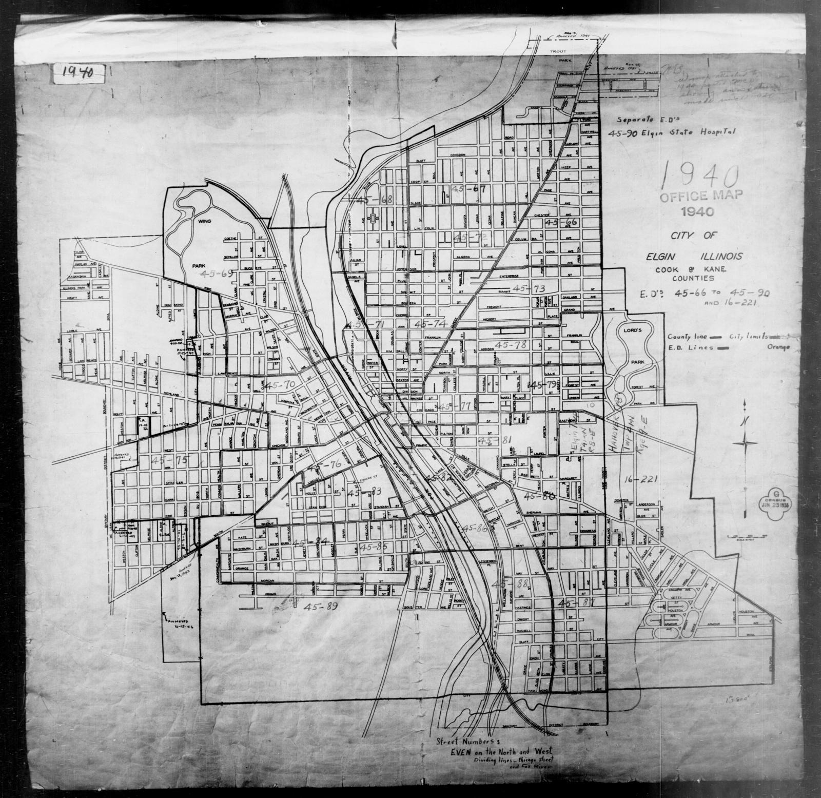 1940 Census Enumeration District Maps - Illinois - Kane County - Elgin ...