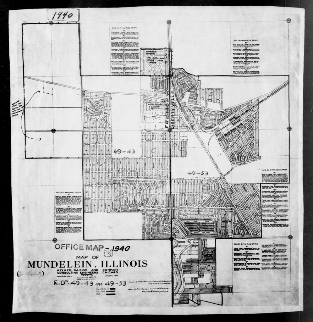 1940 Census Enumeration District Maps Illinois Lake County Mundelein Ed 49 F83665 1024 