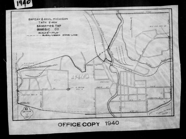 1940 Census Enumeration District Maps Michigan Gogebic County Ramsey Anvil Ed 27 6 8688