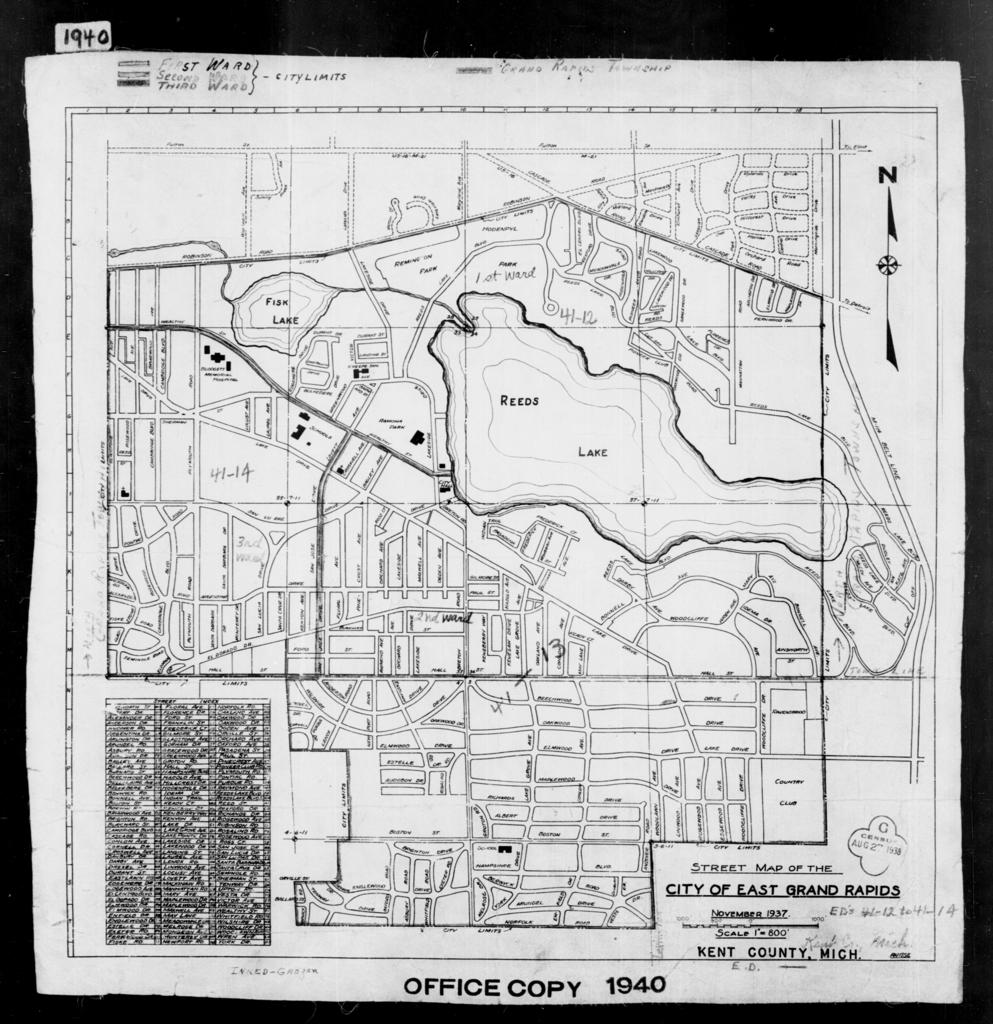 East Grand Rapids Map 1940 Census Enumeration District Maps - Michigan - Kent County - East Grand  Rapids - Ed 41-12, Ed 41-13, Ed 41-14 - Nara & Dvids Public Domain Archive  Public Domain Search