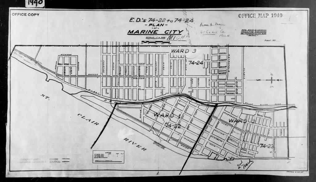 Marine City Michigan Map 1940 Census Enumeration District Maps - Michigan - St. Clair County - Marine  City - Ed 74-22, Ed 74-23, Ed 74-24 - Nara & Dvids Public Domain Archive  Public Domain Search