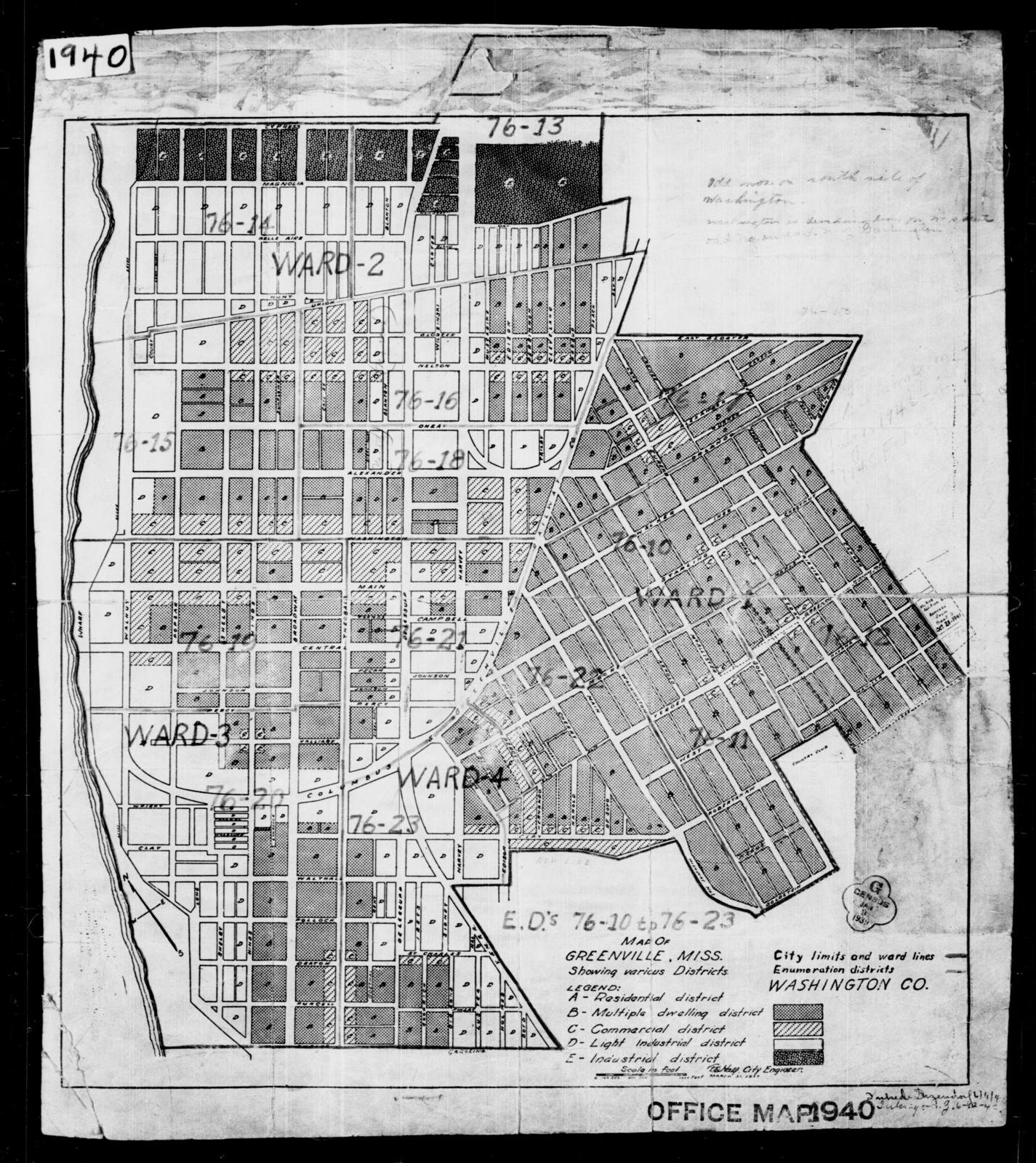 1940 Enumeration District Maps 1940 Census Enumeration District Maps - Mississippi - Washington County -  Greenville - Ed 76-10 - Ed 76-23 - Nara & Dvids Public Domain Archive  Public Domain Search