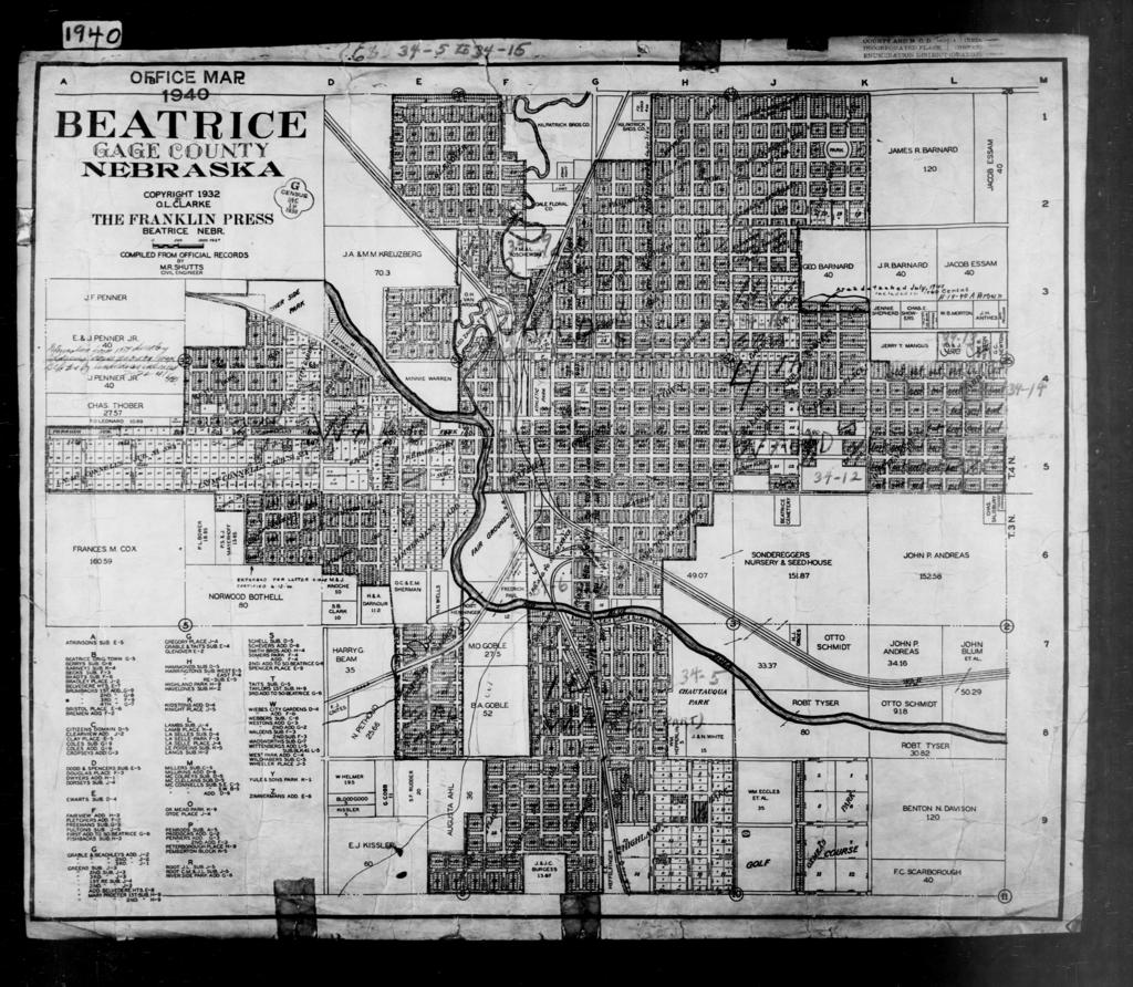 1940 Census Enumeration District Maps Nebraska Gage County