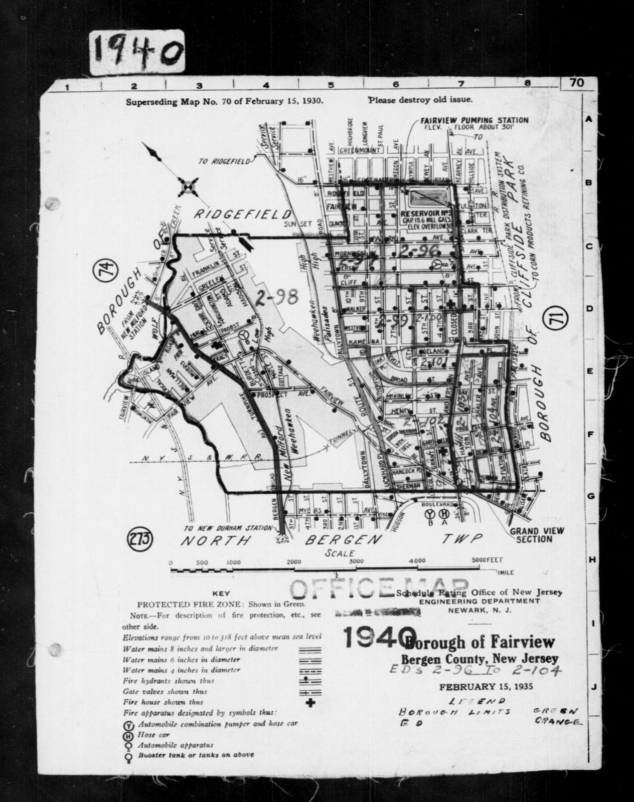 Bezirkskarten der Volkszählung 1940 New Jersey Bergen County