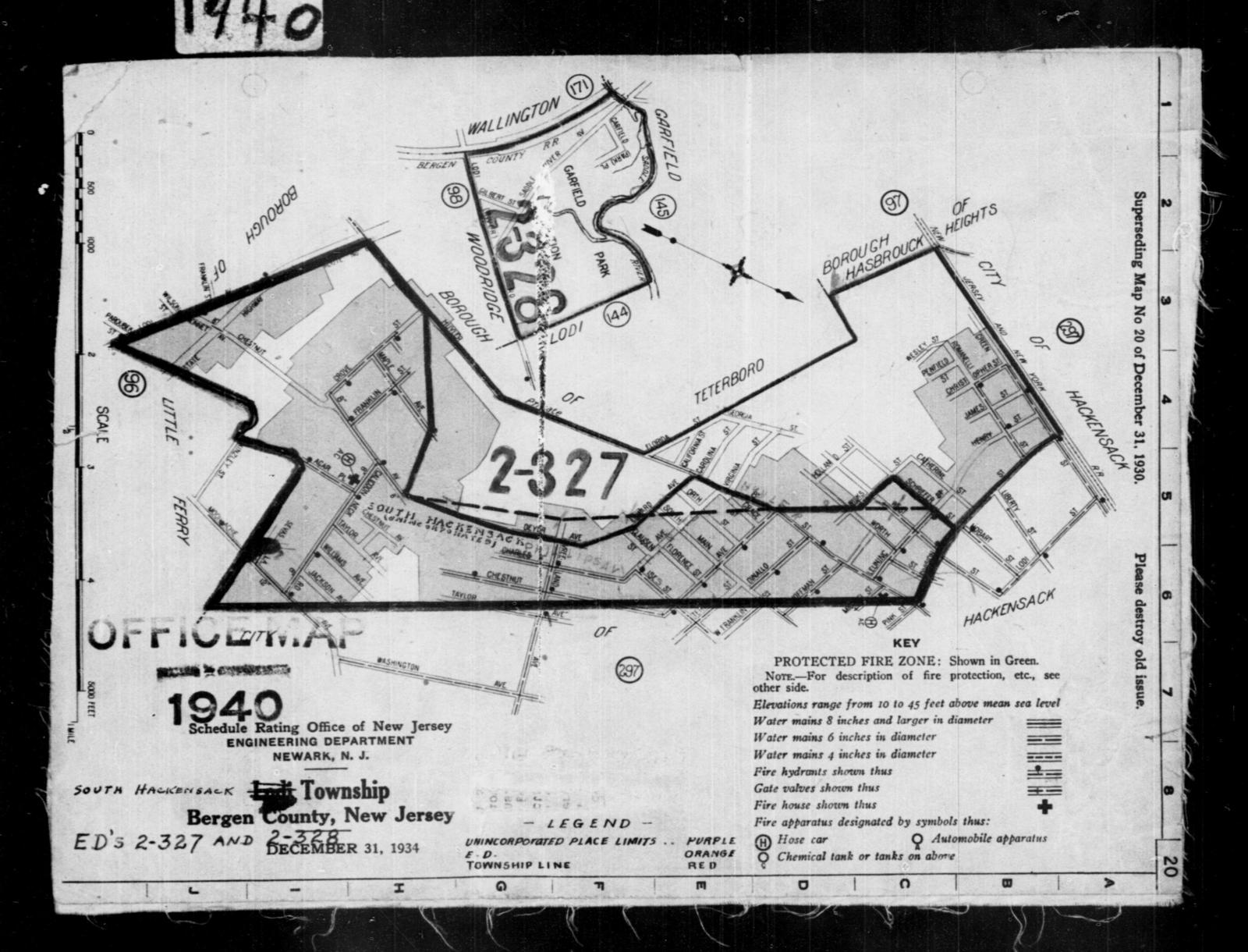 1940 Census Enumeration District Maps New Jersey Bergen County